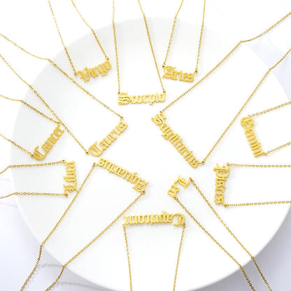 18K Gold Plated Zodiac Necklace with Chain Bestie Gift